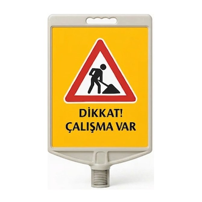 Dikkat Çalışma Var Kare Uyarı Levhası